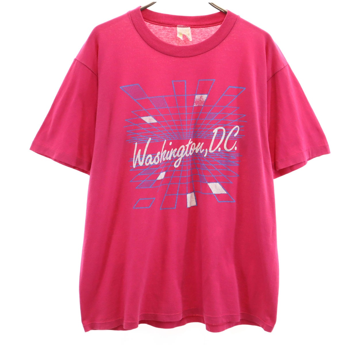 70s 80s USA製 ヴィンテージ Washington D.C. 半袖 Tシャツ L ピンク メンズ 古着