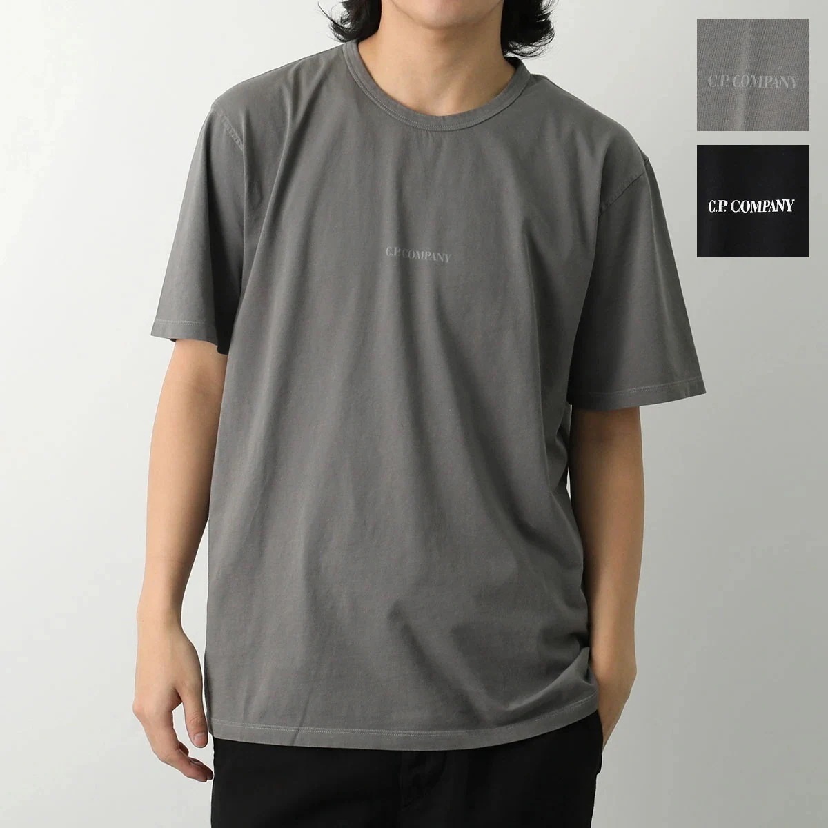 C.P.COMPANY シーピーカンパニー Tシャツ 18CMTS085A 005431R メンズ コットンジャージー ロゴプリント クルーネック ガーメントダイ カラー2色