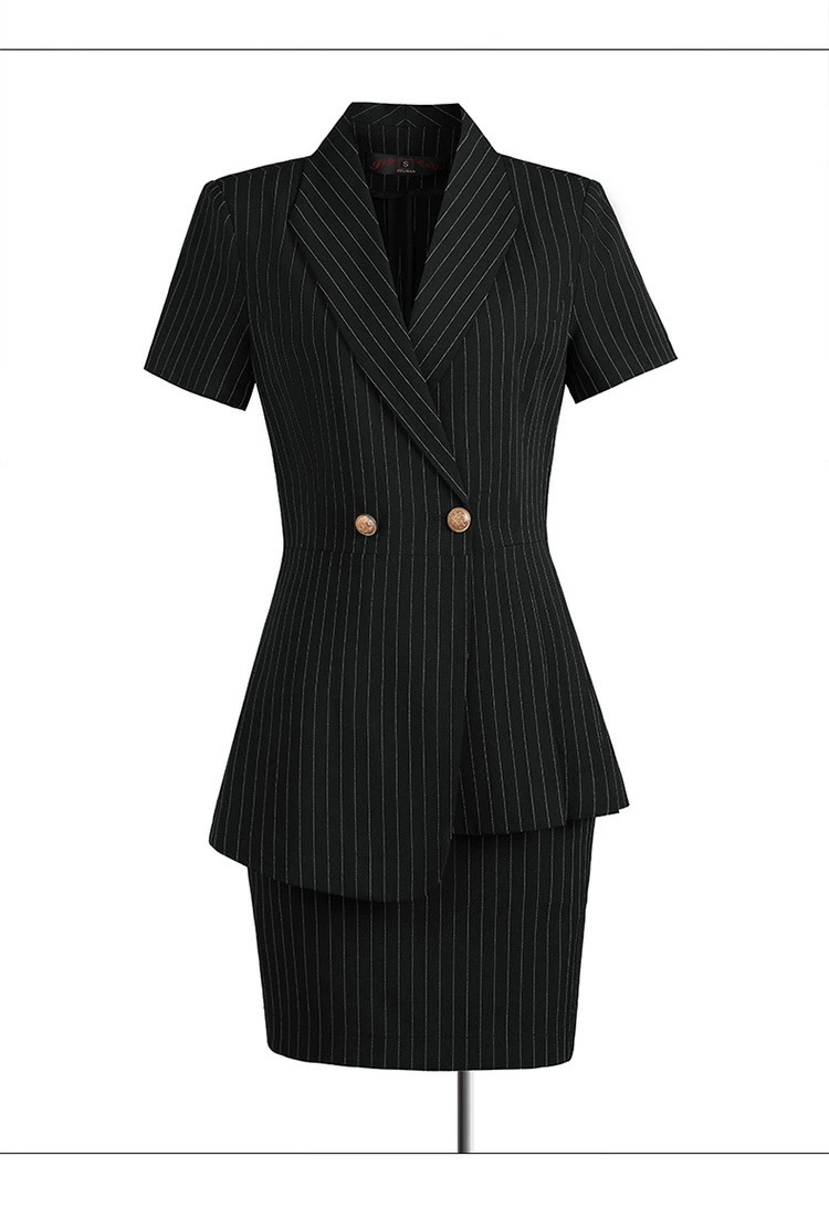 職業 スーツ 夏用 半袖 ストライプ デザイン 珠宝店 ホテル フロント 8619