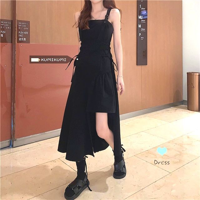 ワンピース スリングスカート 不規則なオープン 袖なし ノースリーブ かわいい 大人可愛い おしゃれ 6,706円