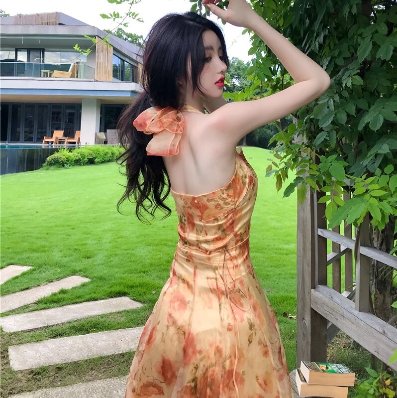 花柄ワンピース イエロー ワンピース スリム 細身 ストレート スマート かわいい きれいめ 4,963円