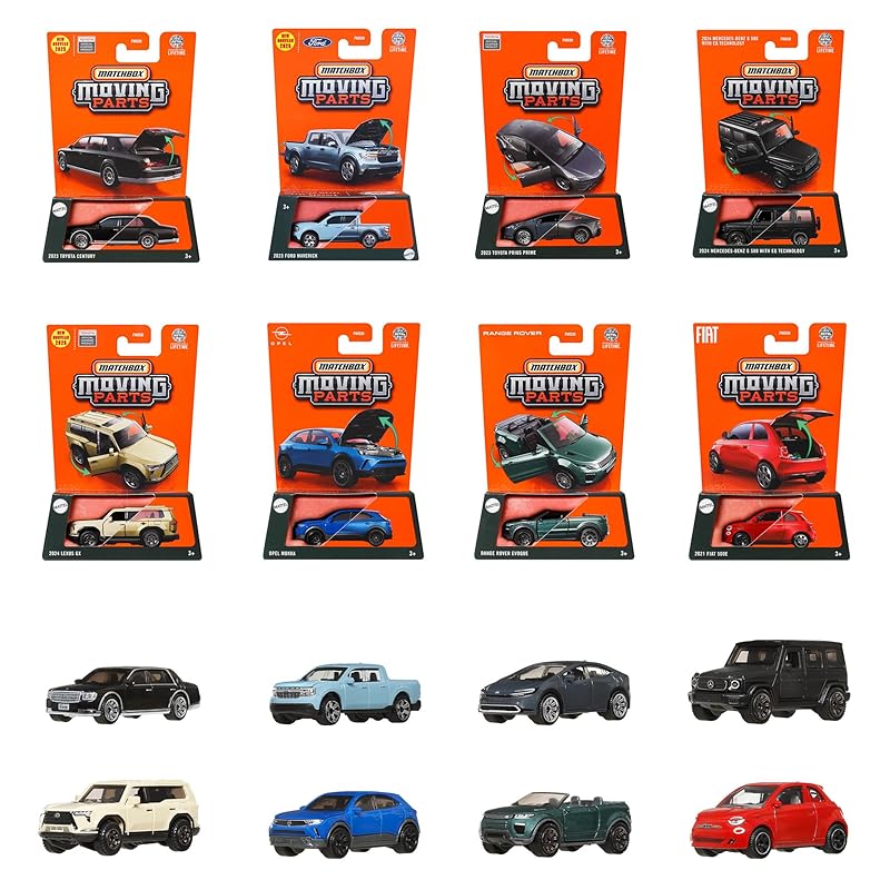 マッチボックス(Matchbox) ムービングパーツ アソート 乗り物おもちゃ ミニカー 8台入り BOX販売 3歳から マルチ 985B-FWD28