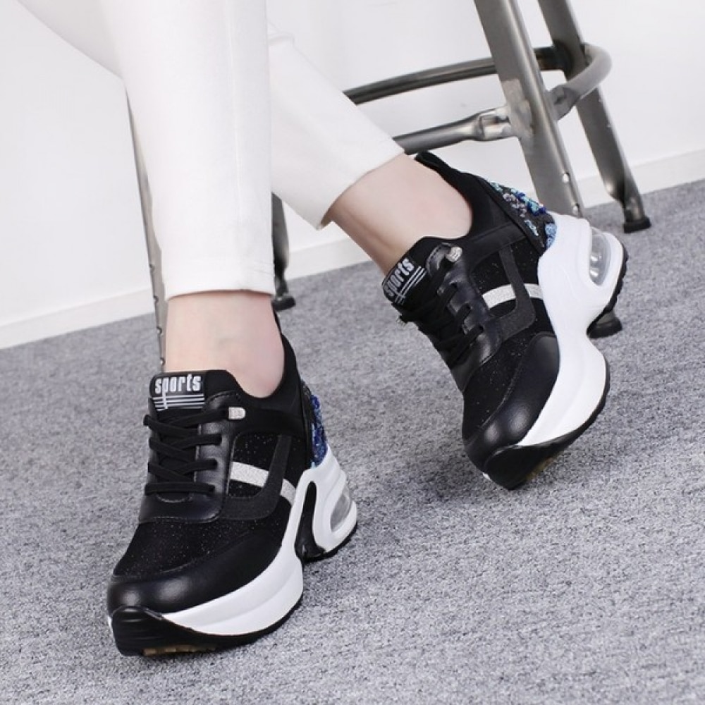 [Ninas Paris] レザーコンビエアウィンドウトールフラワースニーカー