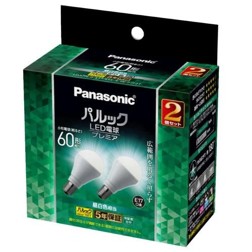 パナソニック LDA7NGE17K6ESW2F2T パルック LED電球 プレミア 6.7W 2個入 昼白色相当 小形電球タイプ E17口金 広配光タイプ 4,022円