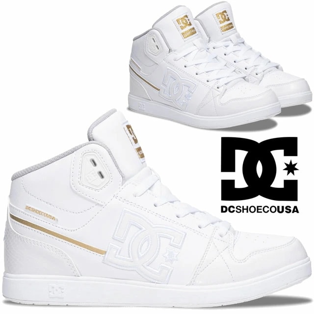 ディーシーシューズ レディース スニーカー 白 ミッドカット ユニバーシティミッド SE SN ホワイト/ゴールド カジュアルシューズ 紐靴 DC SHOES DW244007 e