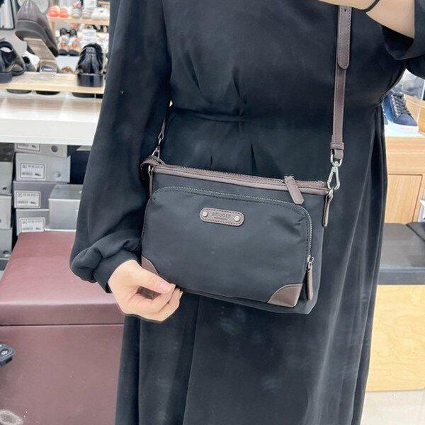 女性用軽量ファブリックカジュアルショルダー兼クロスバッグ cm 467_GN