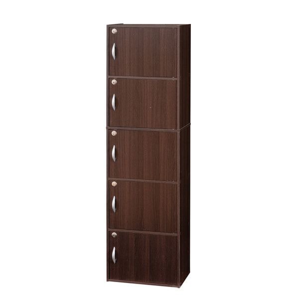 鍵付き5段ボックスR ブラウン 組立式