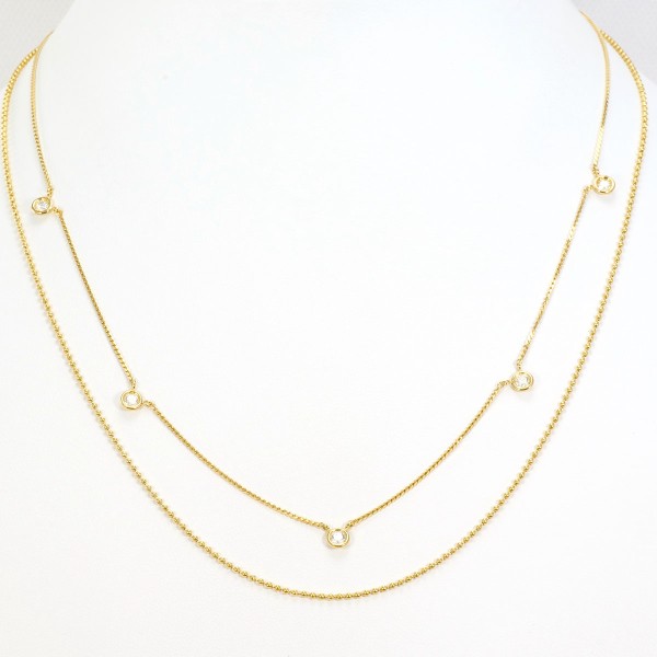 K18 18金 YG ネックレス ダイヤ 0.38 カード鑑別書 ジュエリー 中古