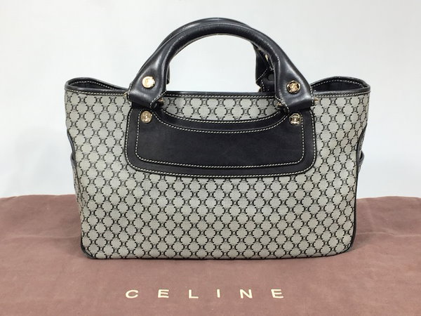 Qoo10] CELINE ハンドバッグ キャンバスレザー グレー