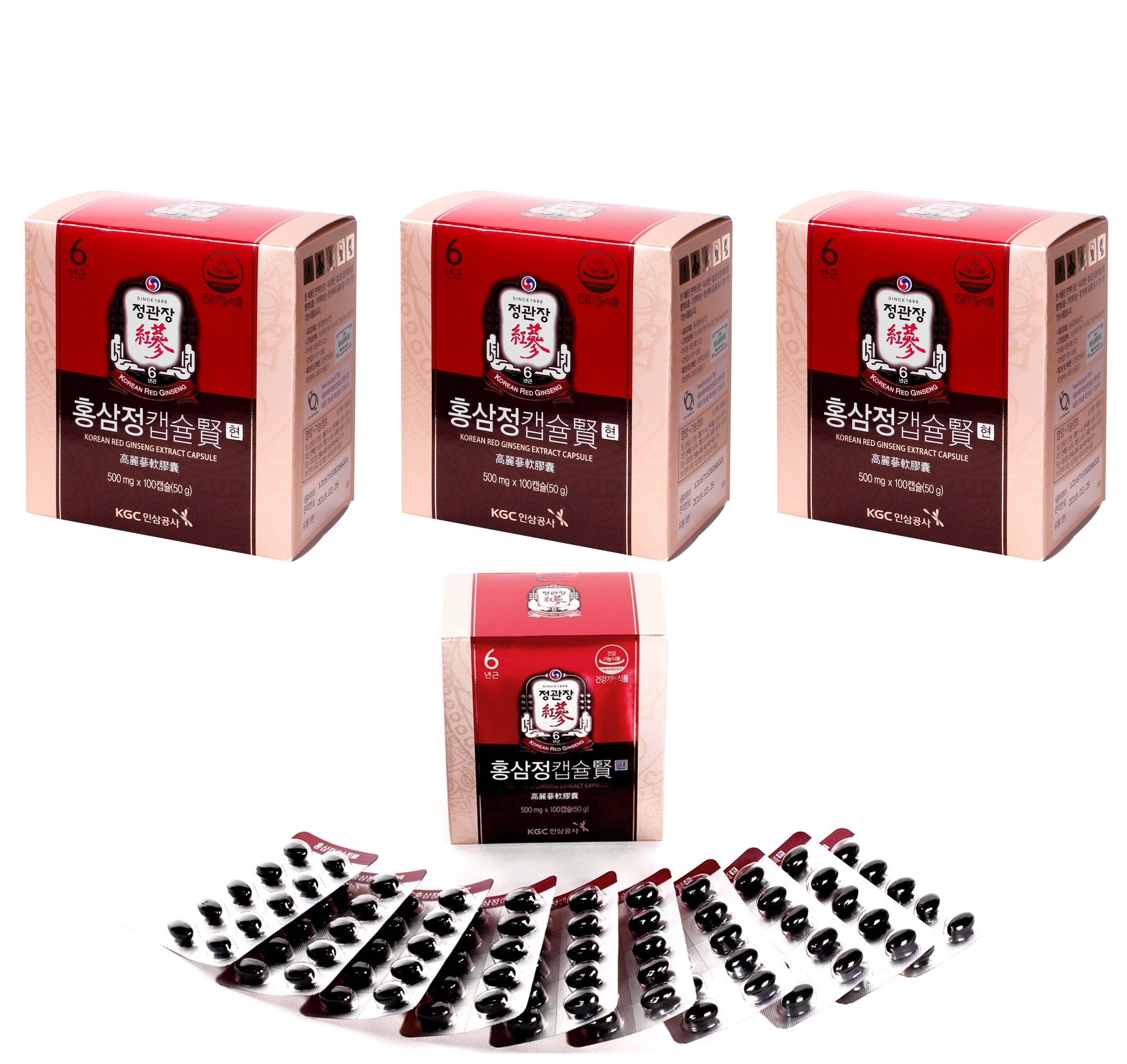 SINCE1899 紅参精 カプセル賢　100粒ｘ3箱 6年根紅参　紅参精 賢 カプセル　紅参精カプセル　紅参精丸　紅参丸