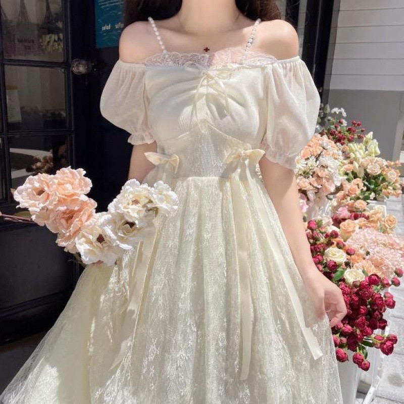 【1つ買うと10つ無料】夏のゴールデンボウレースハイエンド敏感な気質プリンセススカートスカートスカートキャミソールドレス