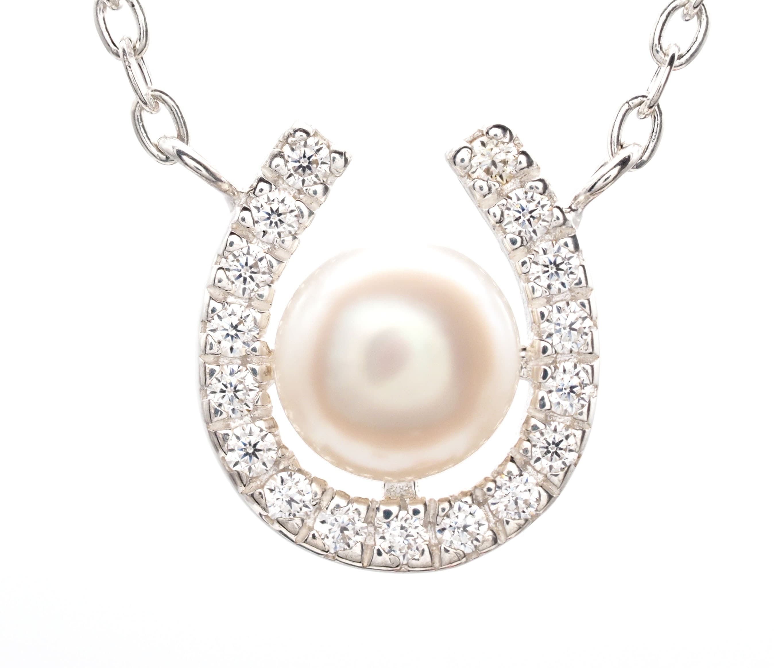 馬蹄 パール ダイヤモンド ネックレス レディース ホースシュー デザイン 国内生産品 小豆 華奢 上品 ペンダント プラチナ 加工 シンプル 誕生日 バレンタイン クリスマス プレゼント