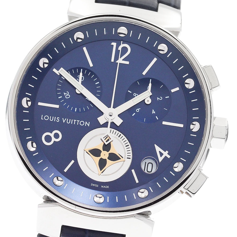 ルイ・ヴィトン LOUIS VUITTON QA034 タンブール ムーンスター クロノグラフ クォーツ メンズ 良品 箱・保証書付き_880369【中古】