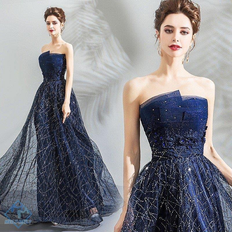 ロングドレス 結婚式 カラードレス 青 安い パーティードレス 演奏会 フォーマルドレス 花嫁 二次 11,015円