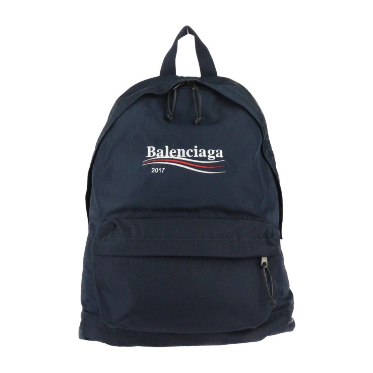 美品 BALENCIAGA バレンシアガ XPLORER エクスプローラー バックパック リュック・デイパック 459744 ナイロンキャンバス ネイビー ロゴ 刺繍【本物保証】