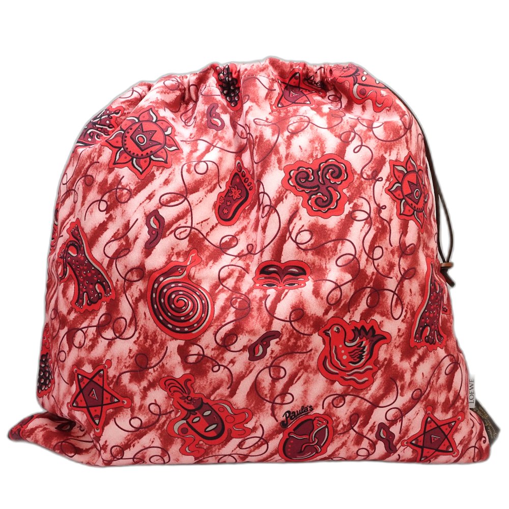 PAULA LARGE DRAWS パウラドローストリング ポーチ キャンバス BLUE(ブルー) RED(レッド)/181466【中古】