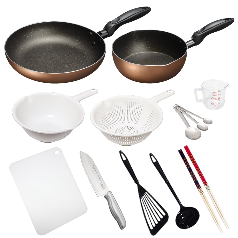 一人暮らし 料理道具 調理器具 12点セット IH対応 ブラウン 8,282円