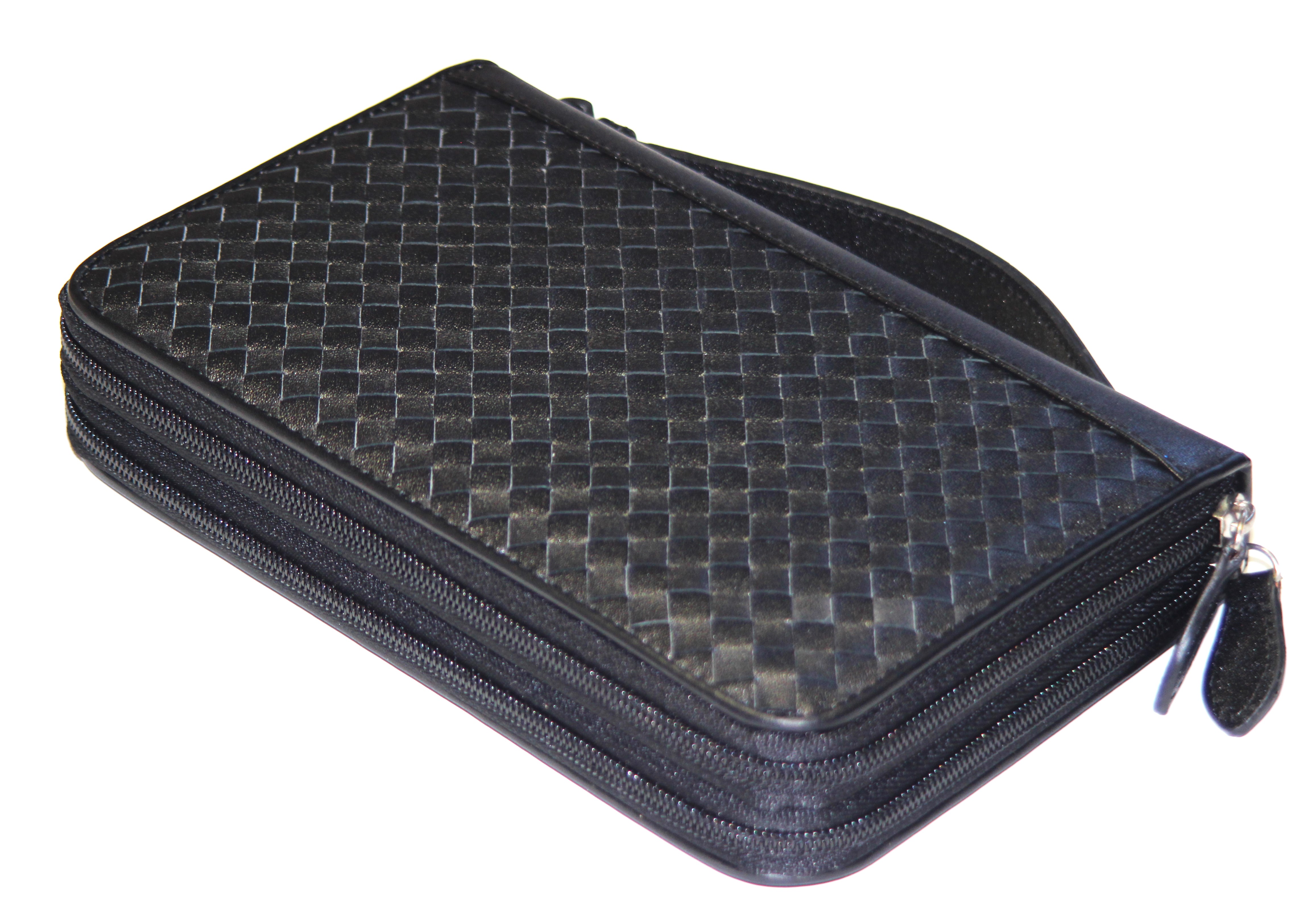 【新規OPEN】【期間限定セール】【激安】【新品未使用】牛革イントレメッシュ編み込み加工　ビジネス対応型　特殊モデル　セカンドクラッチバッグ　1775　ブラック