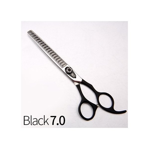 フェニスプロフェッショナルペットグルーミングハサミ高級間伐鋏歯刃ステンレス鋼7.5インチ Black 7 inch
