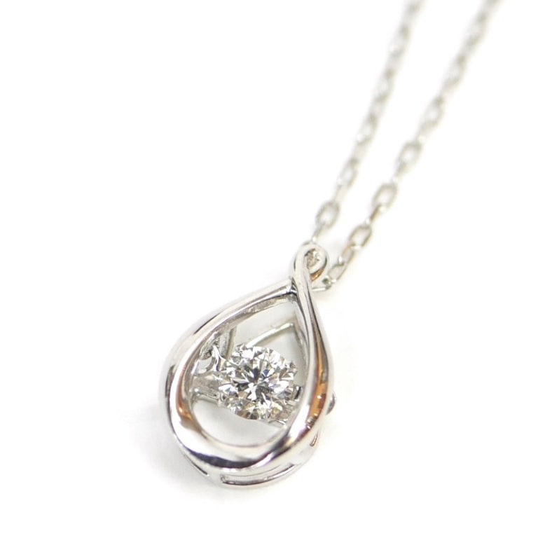ダイヤモンドネックレス 10金 0.10ct /ホワイトゴールド/K10WG 1.5g 【中古】(65266)