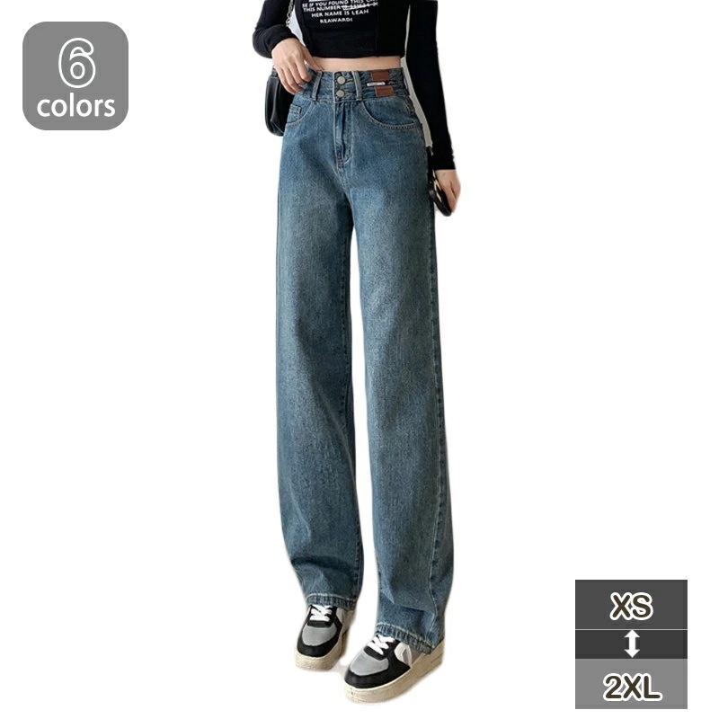 デニムパンツ レディース ストレート 大きいサイズ ハイウェスト ストレッチ レディース ジーンズ デニム パンツ デニム リラックス デニム レディースジーンズ カジュアル 通勤 春 夏 秋 10代