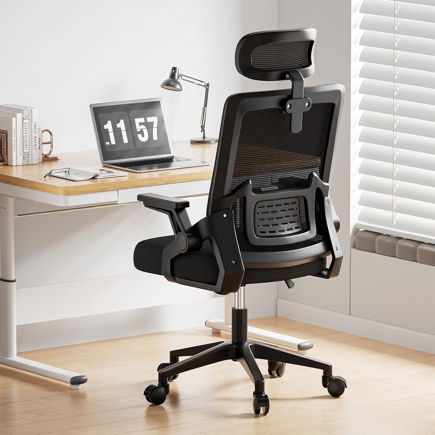 Dilosso オフィスチェア デスクチェア 腰サポートバー メッシュ通気性テレワーク チェア 疲れない 人間工学 跳ね上げ式アームレスト 3Dヘッドレスト ロッキング機能 高反発クッション