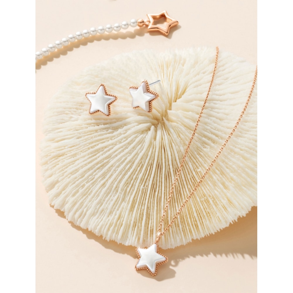 ジェスティナマリエルパールスターネックレス+イヤリングセット (SET-J0-0210)