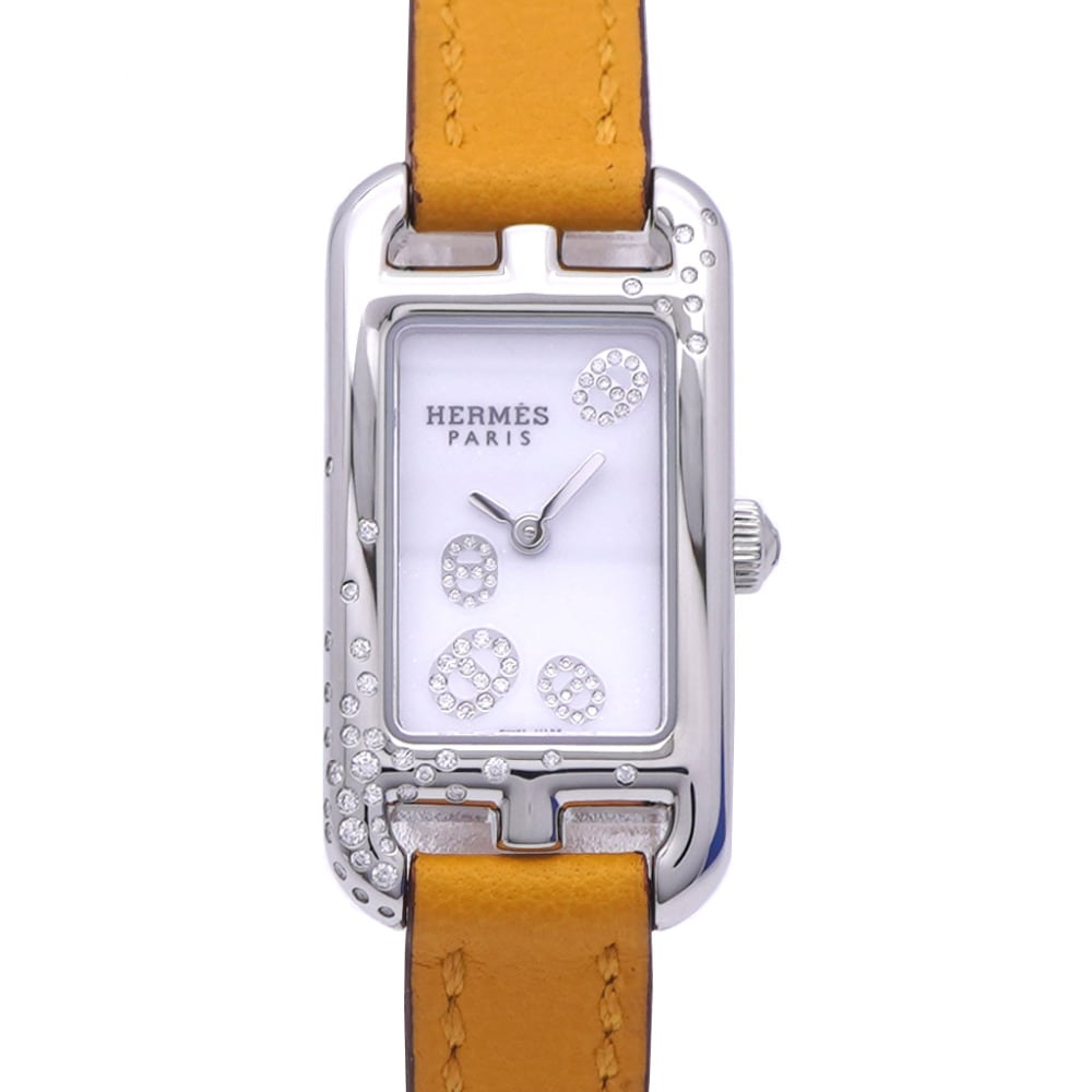 未使用品 クオーツ ナンタケット ダイヤモンド シェーヌダンクル NA2.132 腕時計 ステンレススチール/レザー ホワイト 1528【中古】 レディース