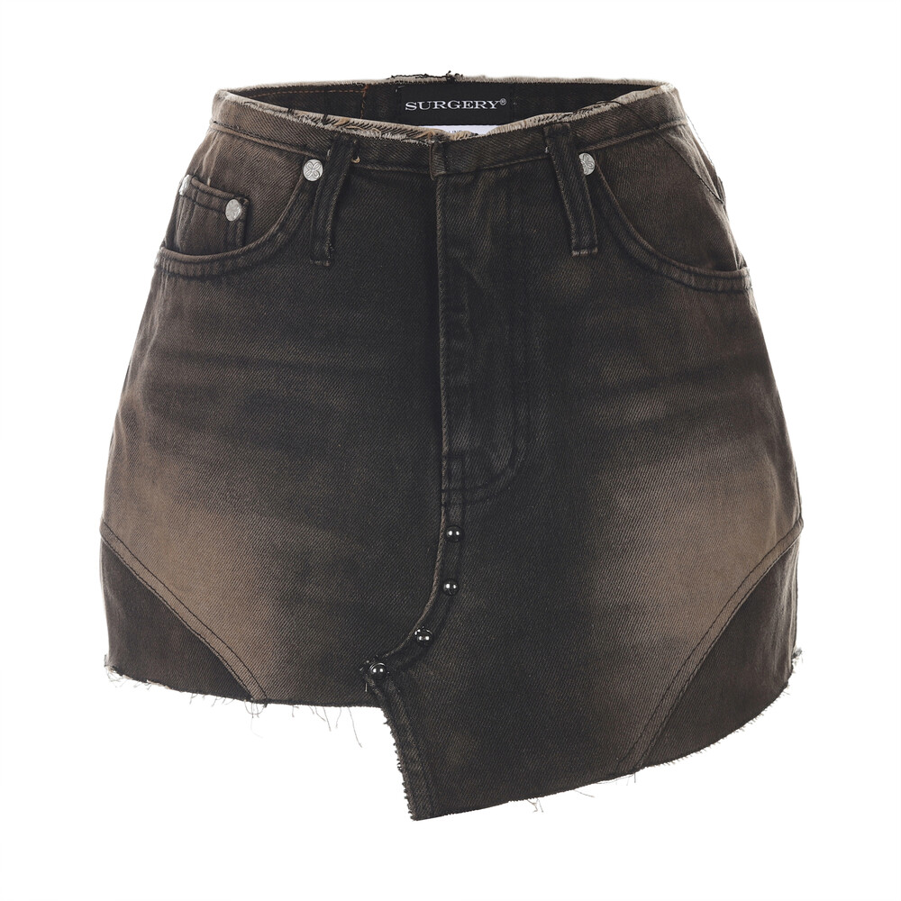 【SURGERY】 SURGERY DEKKI BELT MINI SKIRT : BROWN