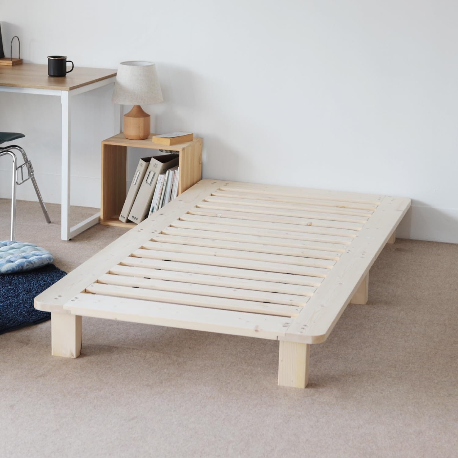 DEWEL ベッド スモールシングル シングル セミダブル ダブル ベッドフレーム すのこベッド 木製ベッド 頑丈 無垢材 ナチュラル 組み立て式