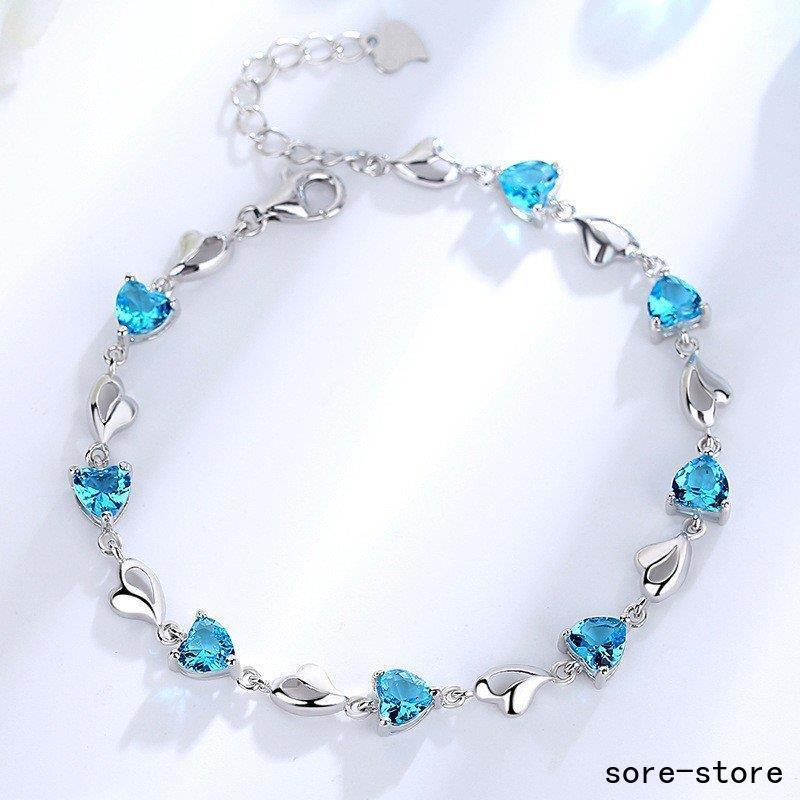 ブレスレット レディース ハート 豪華8粒 ダイヤ シルバー925 コーティング 重ね付け 人気 ギフト 彼女 嫁 母の日ギフト