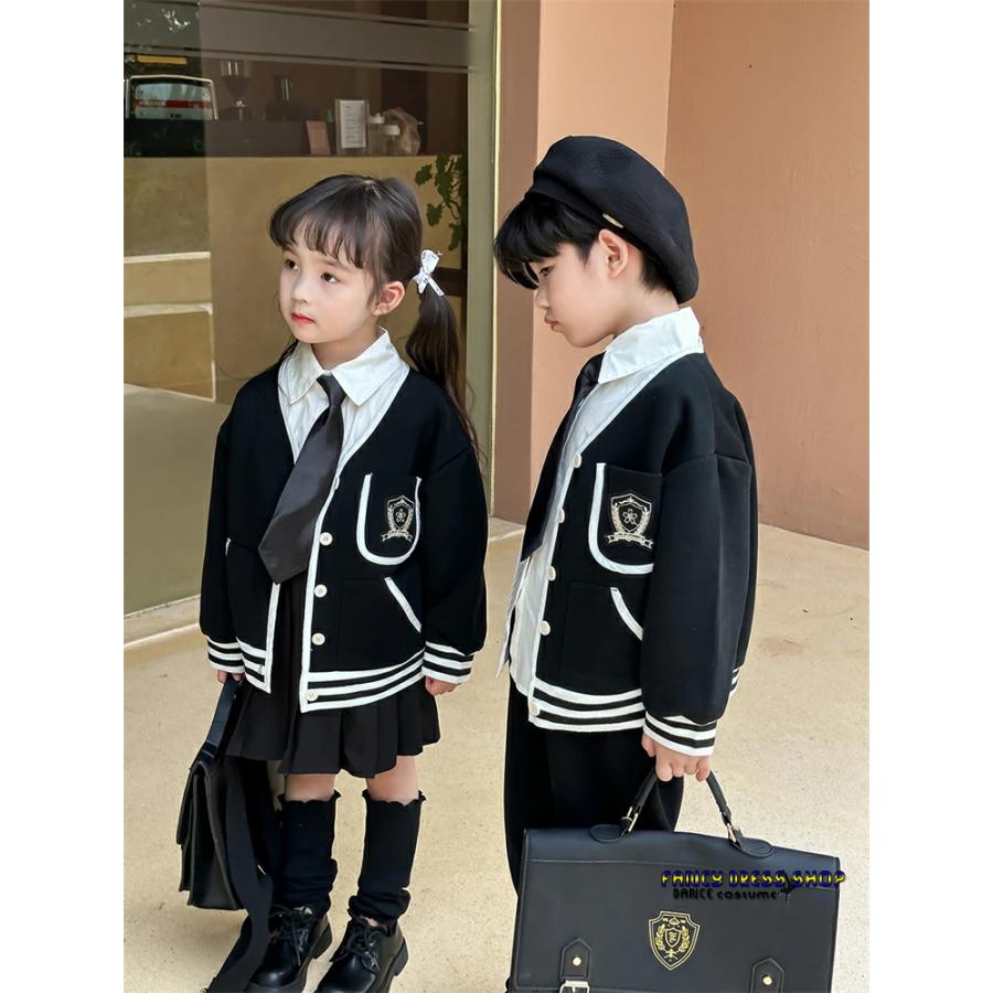 和服コスチュームコスチューム長袖 学院風 キッズ 【制服標準装備】フォーマル スーツ プリーツ スーツ ジャケット 男の子 子供服 4点セット 卒業式 セットアップ 女の子 風 スーツ シャツ