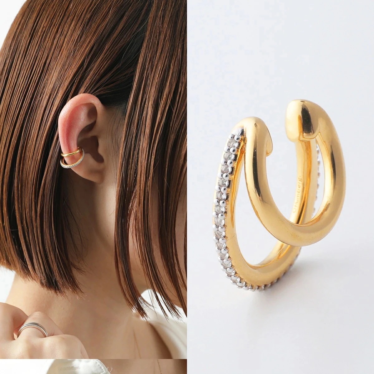 Otiumberg オティウムバーグ イヤーカフ Pave Double Ear Cuff OT0029-2619 レディース イヤカフ 片耳販売 アクセサリー ゴールド