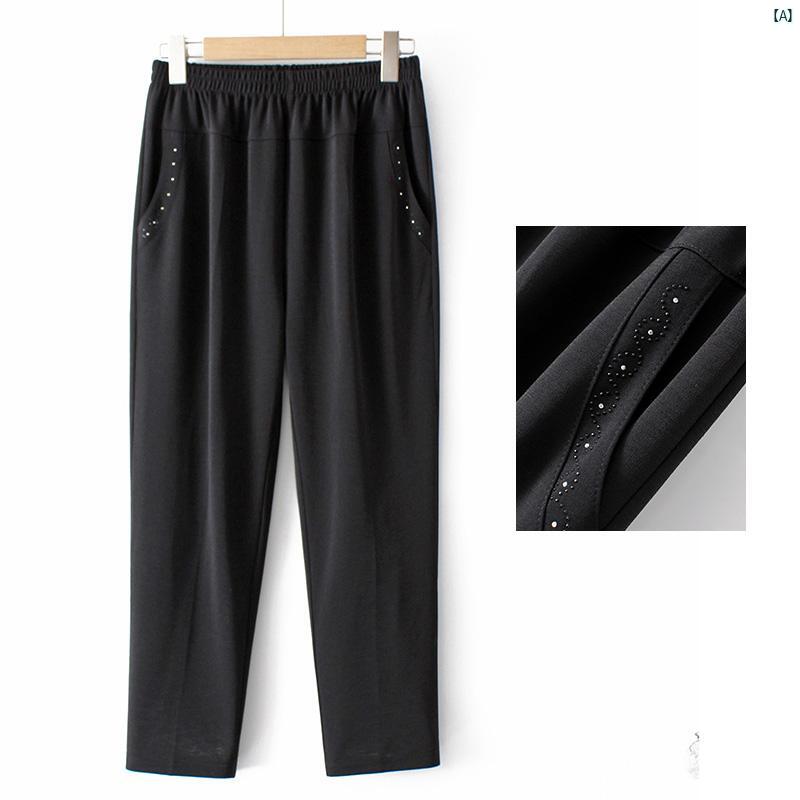 レディース ファッション おしゃれ 春夏 秋　冬 大人 上品 高級 マダム プレゼント 敬老日　おばあちゃん 夏用 薄手 パンツ パンツ ハイウエスト ストレート アウター用 九分丈