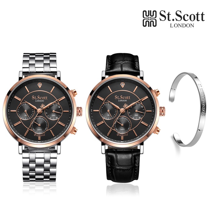 ST.SCOTT LONDON ST7504M-RBS Athenaアテナマルチダイヤモンドメンズメタルウォッチ 15,276円