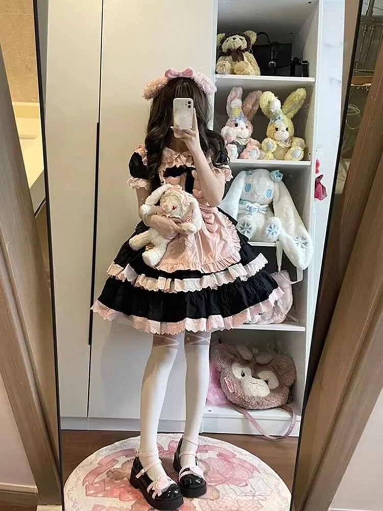 ロリータ パフワンピース ドレス メイドドレス ロリータドレス 甘い かわいい コスチューム