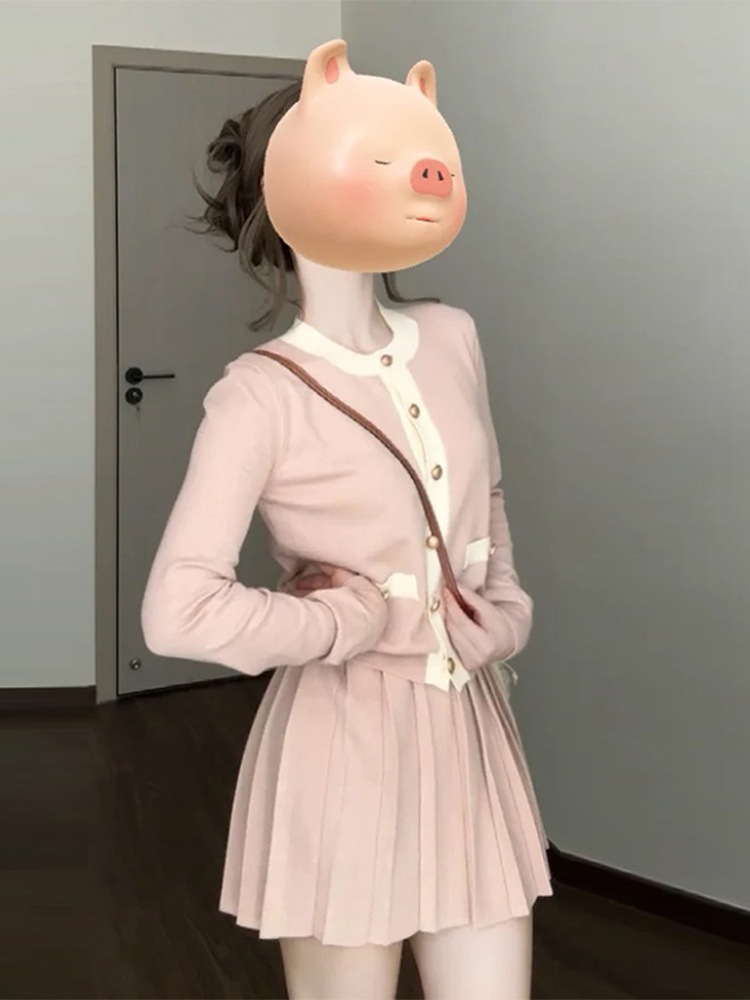 2024 秋冬リトルピンクドレス女性の春秋小さな気質ショートスカートスーツ
