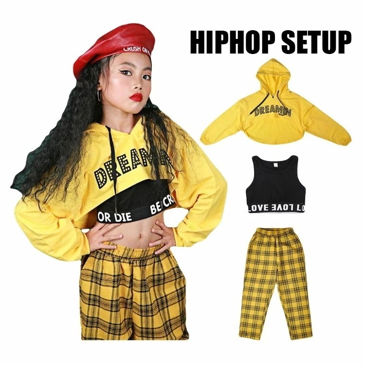 キッズ ダンス 衣装 セットアップ 3点セット ギンガムチェック 長袖 フード付き へそ出し タンクトップ パーカー キッズダンス ヒップホップ 女子 ダンス衣装 ジャッズ ゆったり
