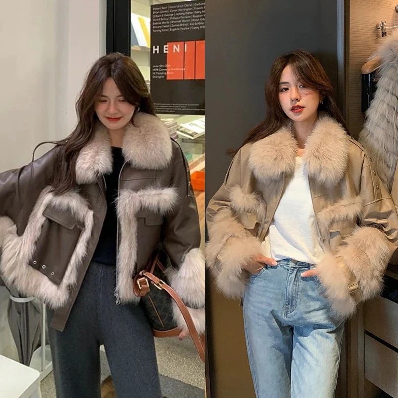 Hot!!!2024冬 ファー ライダース レザー ジャケット フリース レディース アウター メガ割 5,014円