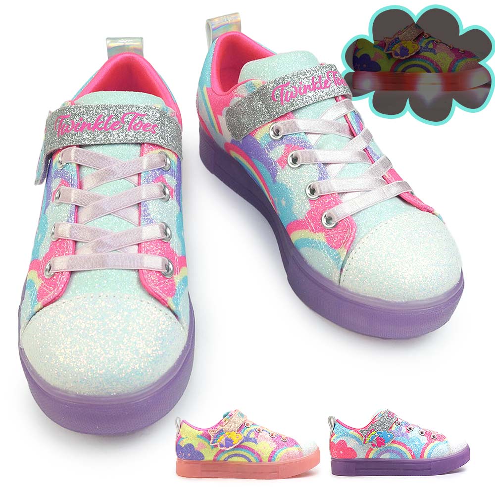 光る靴 エスライツ トゥインクル スパークス アイス 314749L ガールズ スニーカー 虹 星 雲 マルチカラー スイッチ 子供靴 キッズ ジュニア 女の子