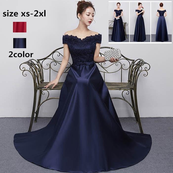 ロングドレス 演奏会 オフショルダー 結婚式 パーティードレス 大きいサイズ キャバドレス 体型カバー 着痩せ レース 母親 フォーマル マーメイドライン 大人