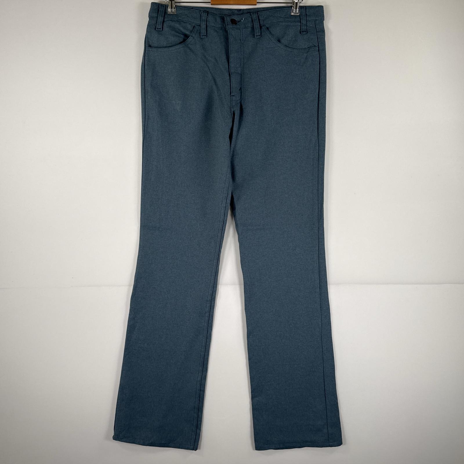 古着 90s/90年代 USA製 スラックスパンツ ランチャーパンツ フレア ブーツカット 大きいサイズ w36 L36 ブルー系 メンズ