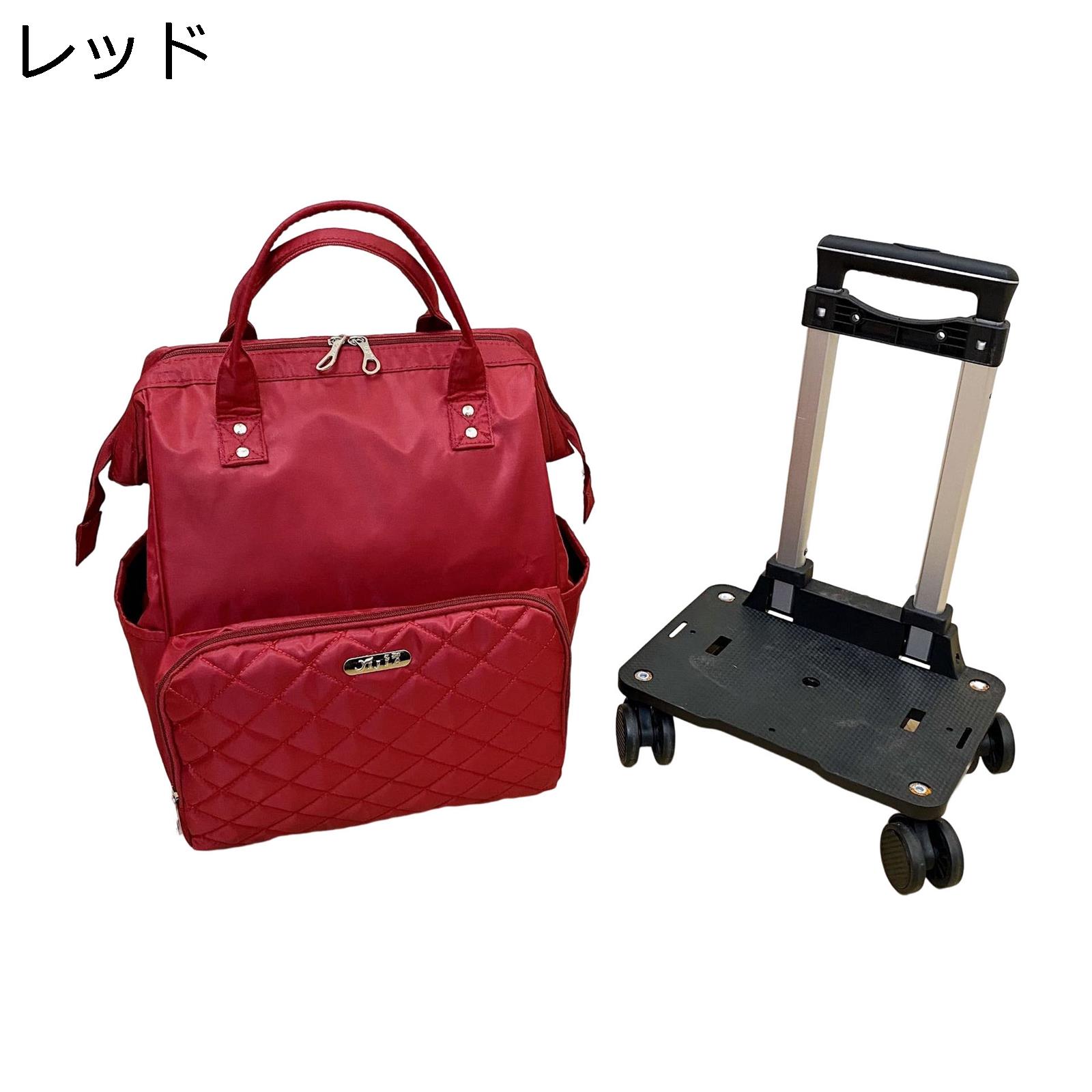 トロリーバッグ おしゃれ レッド きれい 折り畳み式スーツケース 軽量 機内持込 旅行 出張 通学 40L ダブルキャスター 360度回転 静音 多段階キャリーバー キャスターバッグ ショルダーバッグ