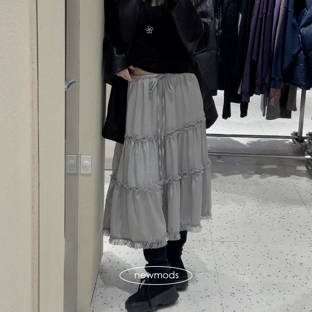 [ニューモズルック] シルキー レース カンカン スカート