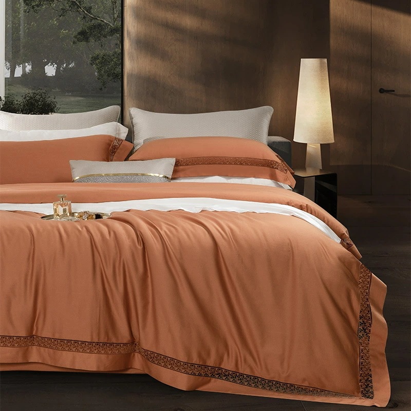 ベッド リネン 四点セット コットン エジプト 綿 サテン ホワイト 高級感