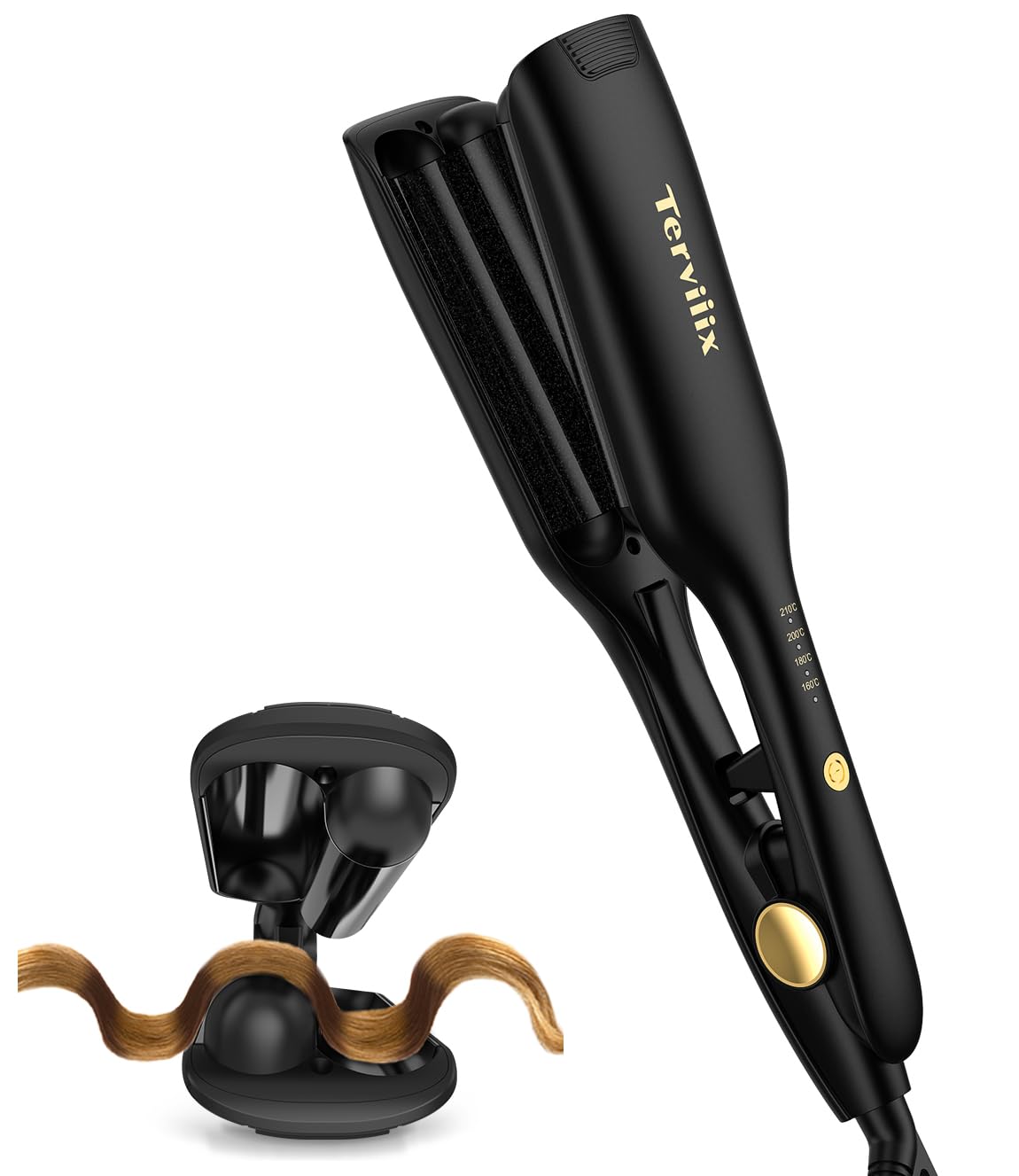 Terviiix ウェーブアイロン 26 千万級マイナスイオンヘアアイロン 挟むだけ 初心者向けカールアイロン 韓国風の小さな波巻き 15秒の急速加熱 海外対応 4段階温度設定160℃～210℃ PS