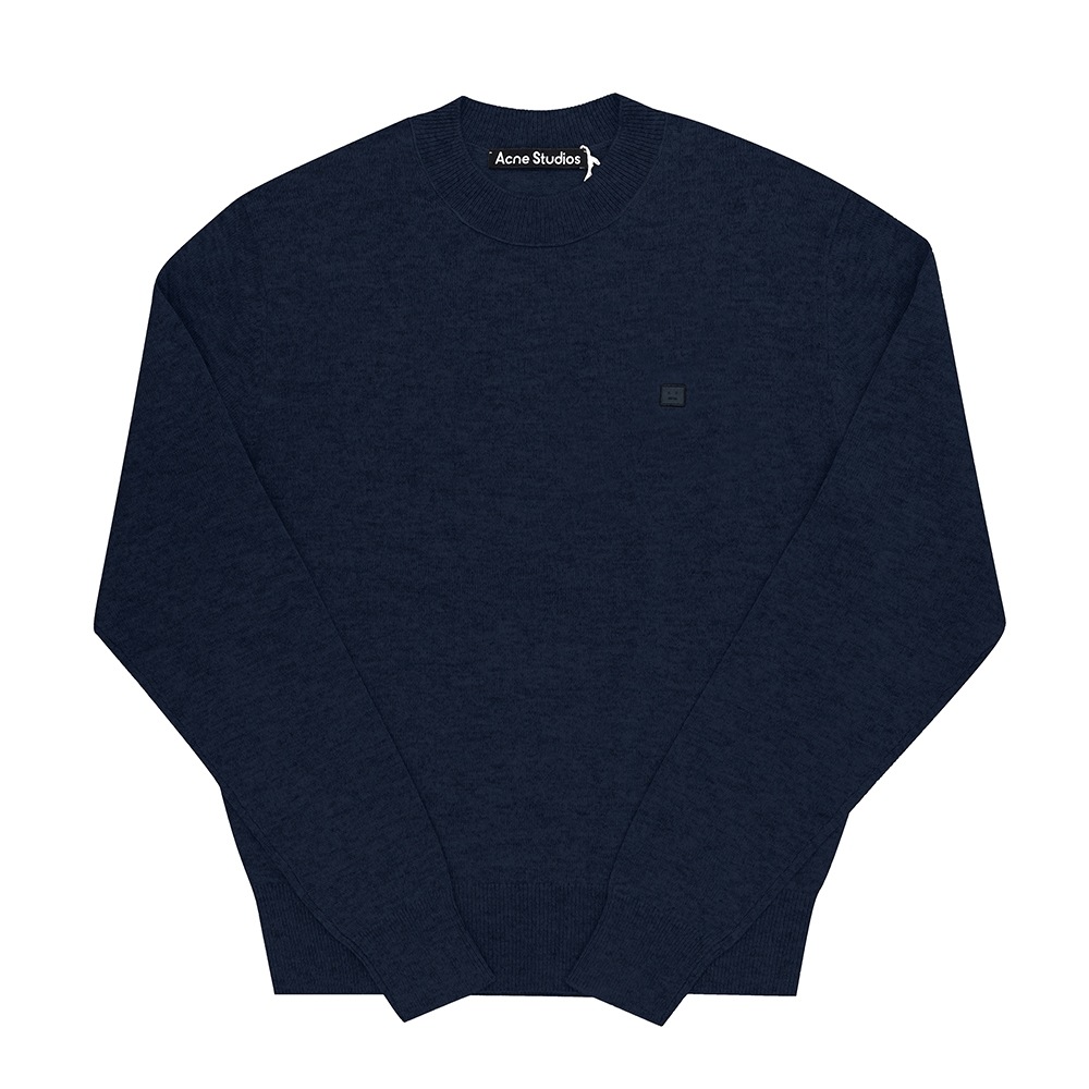Acne Studio C60101 ネイビーメランジ (AHE) フェイスロゴパッチパブリックニット