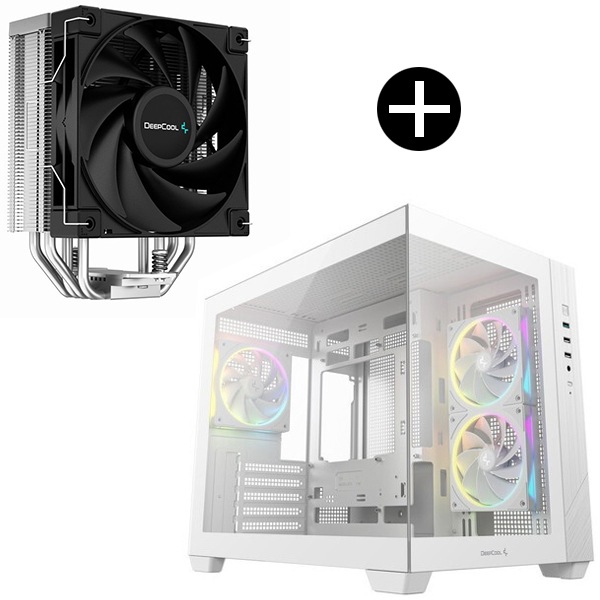 R-AK400-BKNNMN-G-1 サイドフロー型CPUクーラー + CG330 3F WH ホワイト Micro-ATX PCケース セット