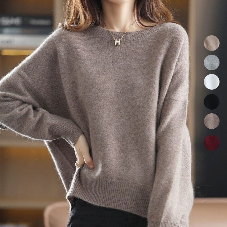 【高級品質!】 組み合わせ自由 体型カバー ノーカラー レディース ニットセーター レディース