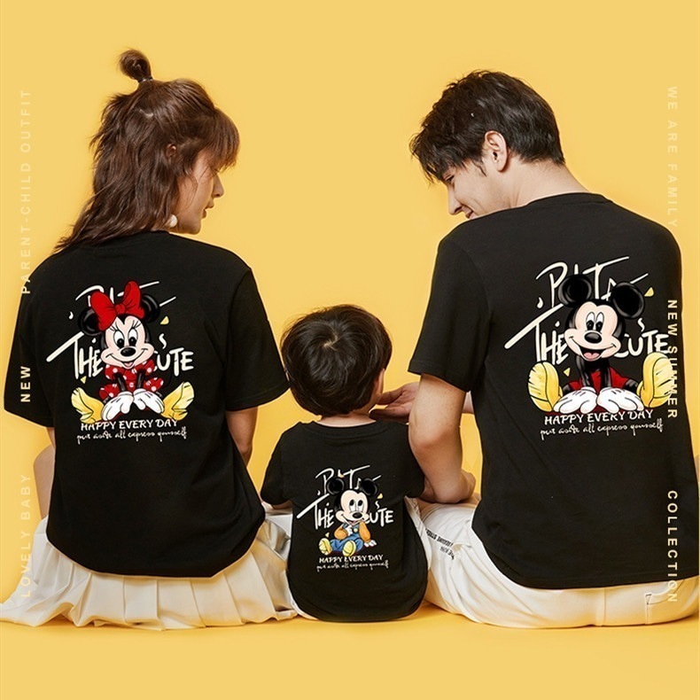 【2個買うと1個無料】親子ペアルック半袖Tシャツ/ディズニーキャラクター 韓国ファッション 親子お揃いシャツ 子供服78